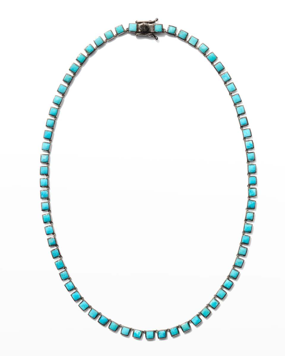 Mini Tile Riviere Necklace, Turquoise